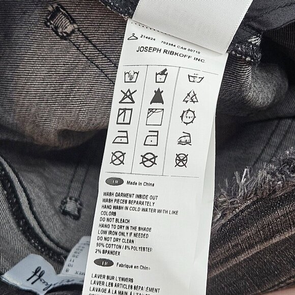 Joseph Ribkoff Rhinestone Frayed Skinny Jeans Washed Black Women’s Size 8 Artsy - Picture 9 of 13